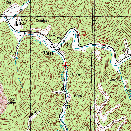 Topographic Map of Vest United Baptist Church, KY