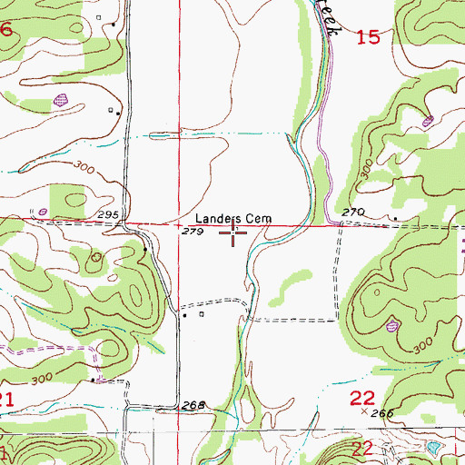 Topographic Map of Landers Cemetery, AR