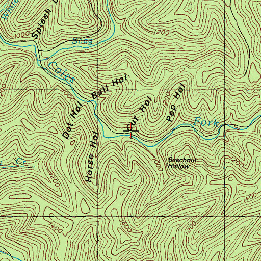 Topographic Map of Cut Hollow, KY