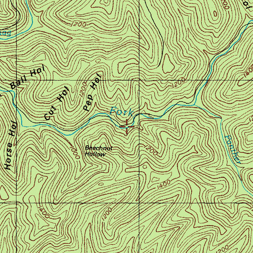 Topographic Map of Lower Triplet Hollow, KY