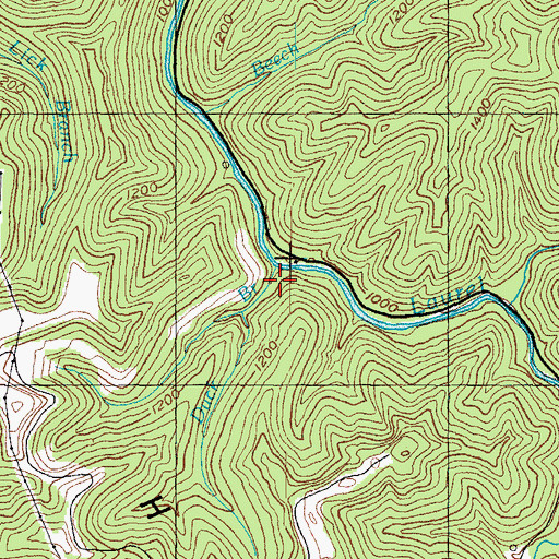 Topographic Map of Duck Branch, KY