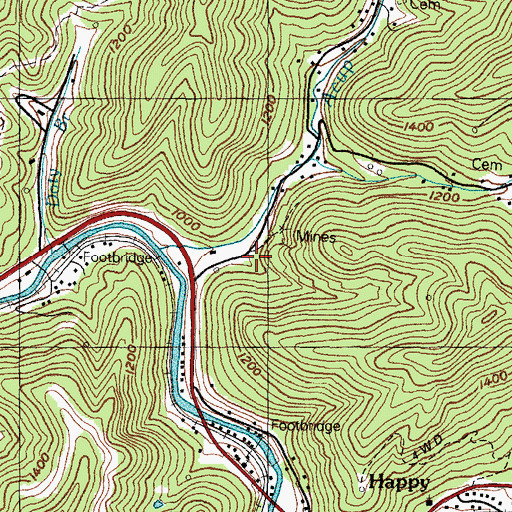 Topographic Map of Acup School (historical), KY