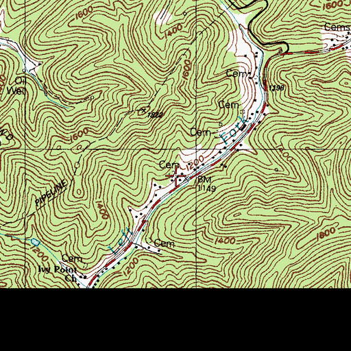 Topographic Map of Bailey Fork School, KY