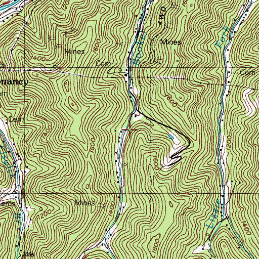 Topographic Map of Booker Fork School (historical), KY