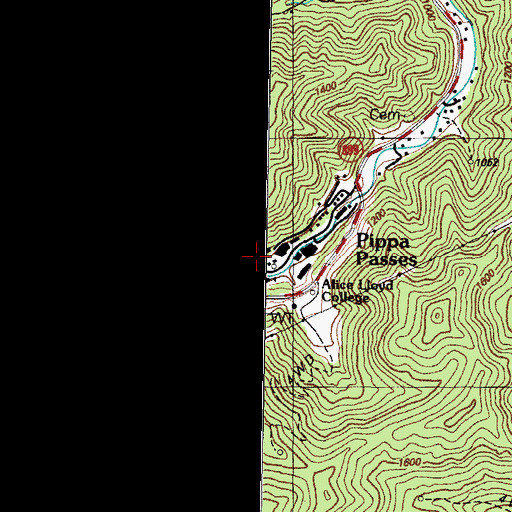 Topographic Map of Alice Lloyd Junior College, KY
