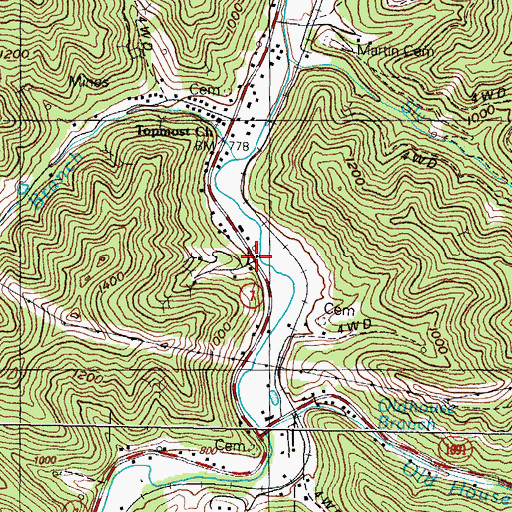 Topographic Map of Dark Hollow School (historical), KY