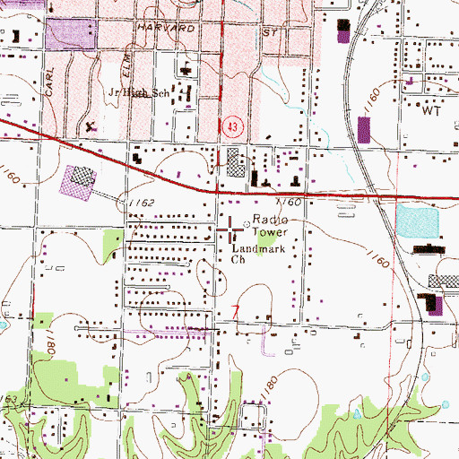 Topographic Map of Landmark Church, AR