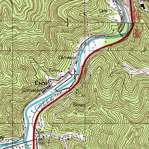 Topographic Map of Esco School (historical), KY