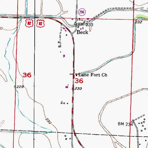Topographic Map of Lane Fort Church, AR