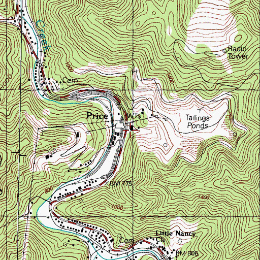 Topographic Map of Indian Grave Hollow, KY