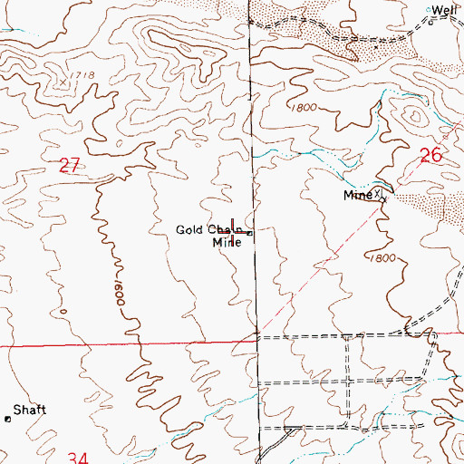 Topographic Map of Gold Chain Mine, AZ