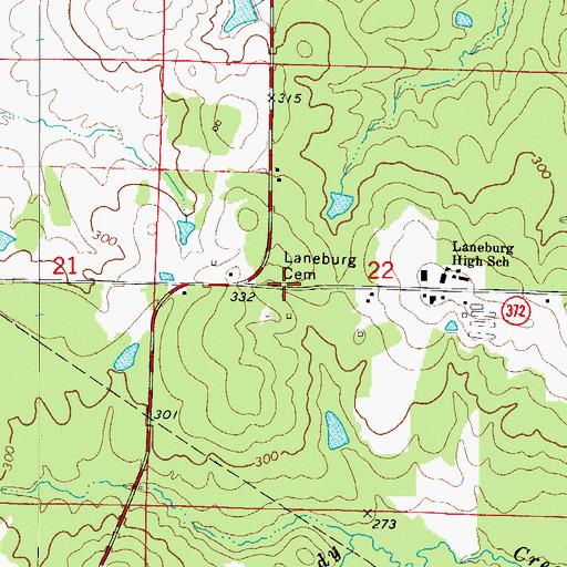 Topographic Map of Laneburg Cemetery, AR