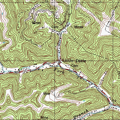 Topographic Map of Little Dixie, KY