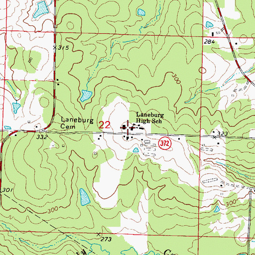 Topographic Map of Laneburg High School, AR