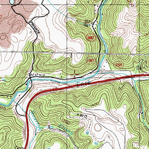 Topographic Map of Lower Balls Fork School, KY