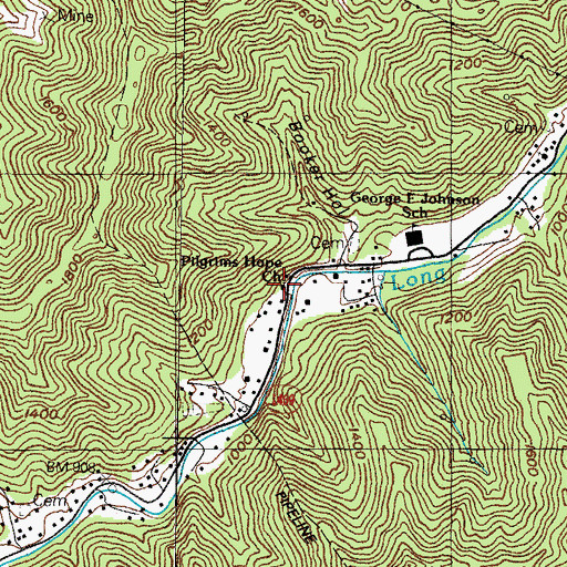 Topographic Map of Lower Long Fork School, KY