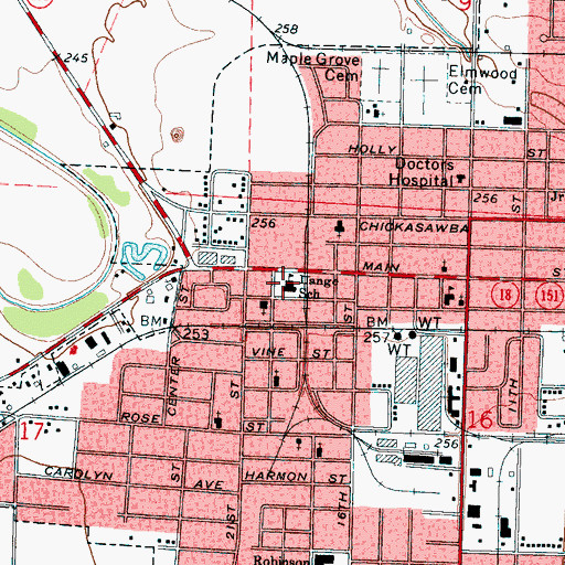 Topographic Map of Lange School, AR