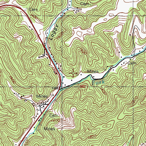 Topographic Map of Middle Dry Fork School (historical), KY