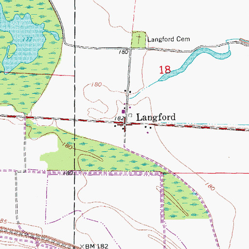 Topographic Map of Langford, AR