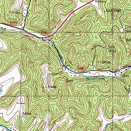 Topographic Map of Pine Creek School (historical), KY