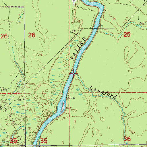 Topographic Map of Langford Creek, AR