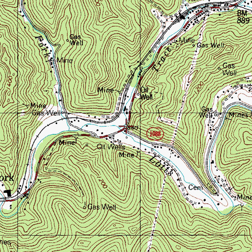 Topographic Map of Trace Branch, KY