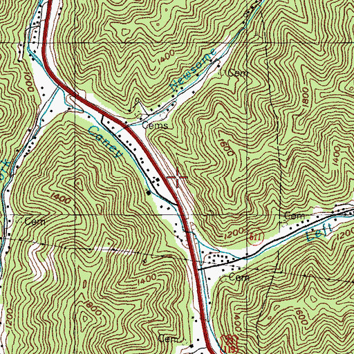 Topographic Map of Upper Caney School (historical), KY
