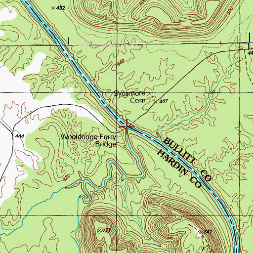 Topographic Map of Wooldridge Ferry Bridge, KY