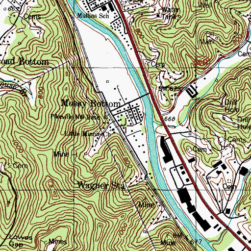 Topographic Map of Little Minnie Church, KY