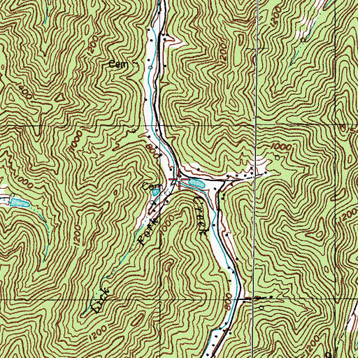 Topographic Map of Lick Fork, KY