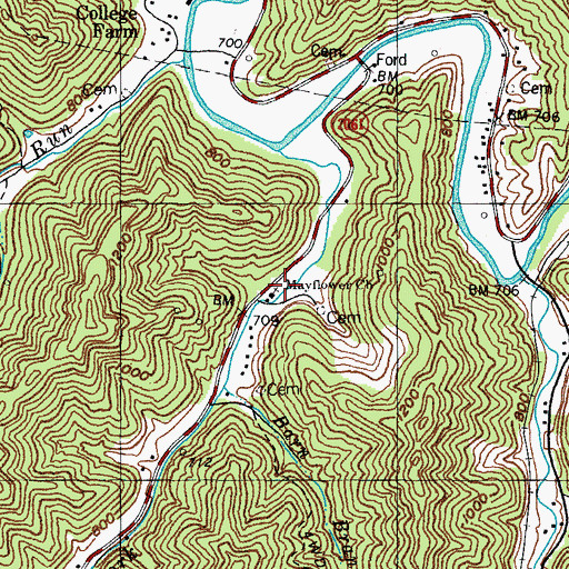 Topographic Map of Mayflower Church, KY