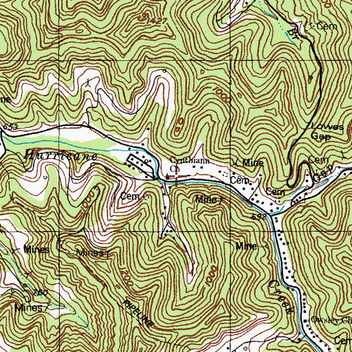 Topographic Map of Cynthiann Church, KY