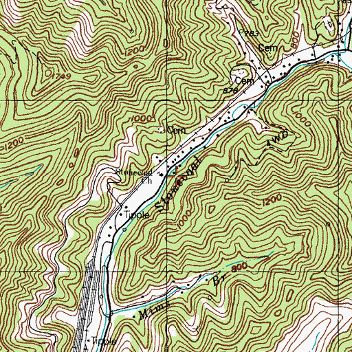 Topographic Map of Stonecoal Church, KY