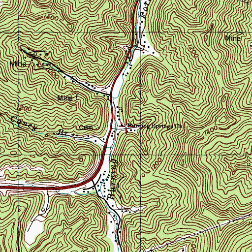 Topographic Map of Burning Springs Church, KY