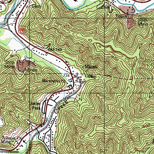 Topographic Map of Maranatha Church, KY