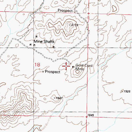 Topographic Map of Gold Cord Mine, AZ