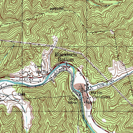 Topographic Map of Blackburn Bottom, KY