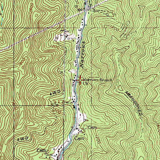 Topographic Map of Narrows Branch Regular Baptist Church, KY