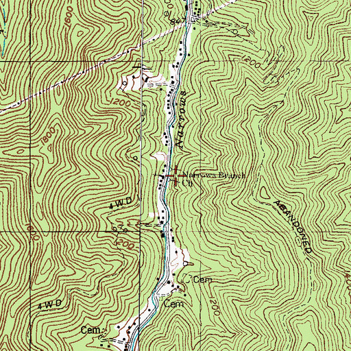 Topographic Map of Narrows Branch Regular Baptist Church, KY