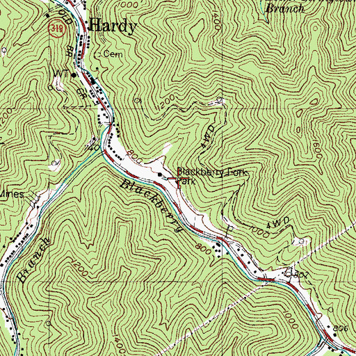 Topographic Map of Blackberry Fork Park, KY
