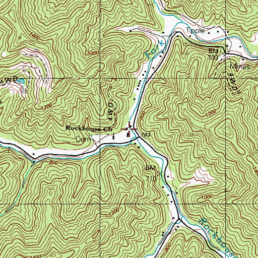 Topographic Map of Rockhouse Church, KY