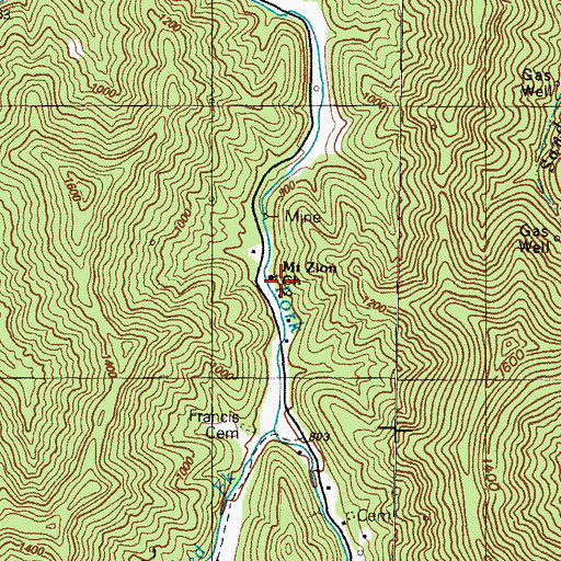 Topographic Map of Mount Zion Church, KY