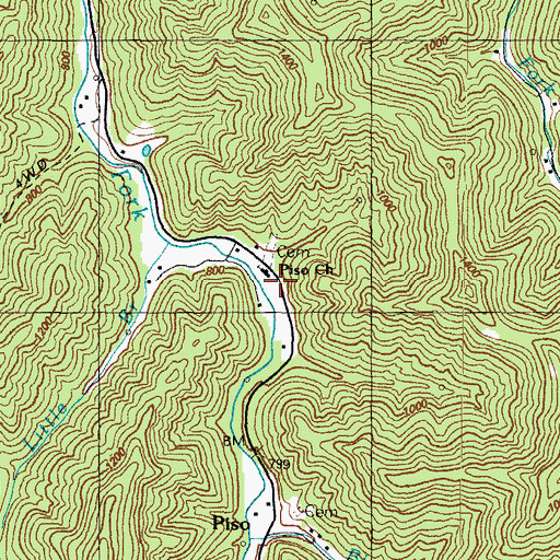 Topographic Map of Piso Church, KY