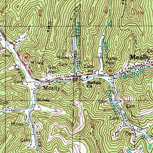 Topographic Map of Buffalo United Baptist Church, KY