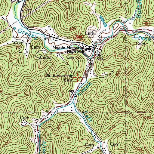 Topographic Map of Old Friendship Cemetery, KY