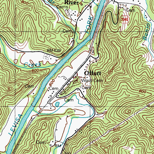 Topographic Map of Offutt, KY