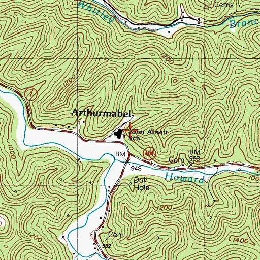 Topographic Map of John Arnett School, KY