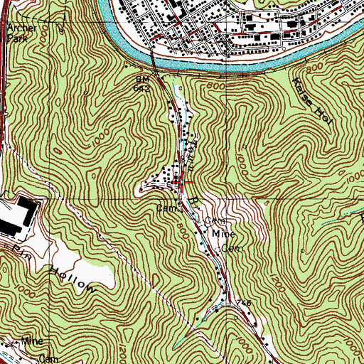 Topographic Map of Town Branch Church, KY