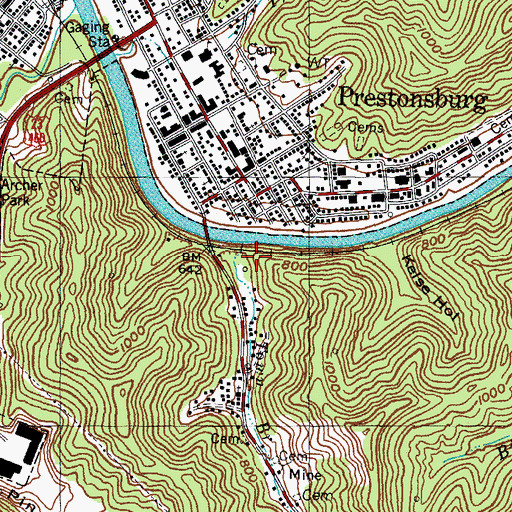 Topographic Map of Town Branch, KY