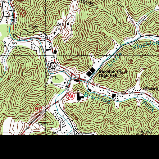 Topographic Map of Martin County Vocational School, KY